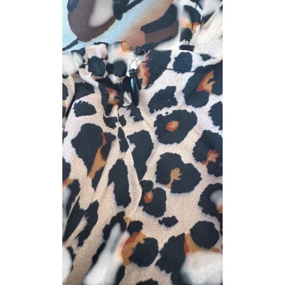 2/$50 NEW Leopard L Print Halter Boho Maxi Dress Butterfly Design Sleeveless - Picture 9 of 16